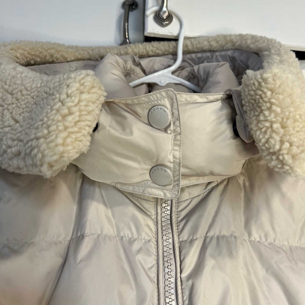 Coach Icon Long Down Cream Puffer Jacket - Women’s Large